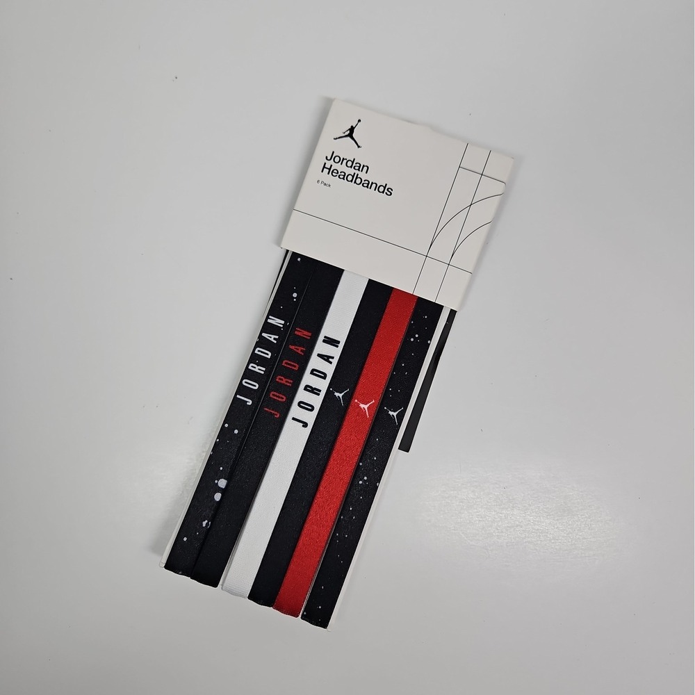 Jordan Jumpman Black White Red Stretch Headbands Set Of 6 - One Size - New